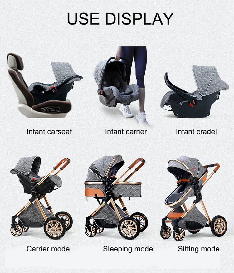 High Luxury Baby Stroller 3 in 1