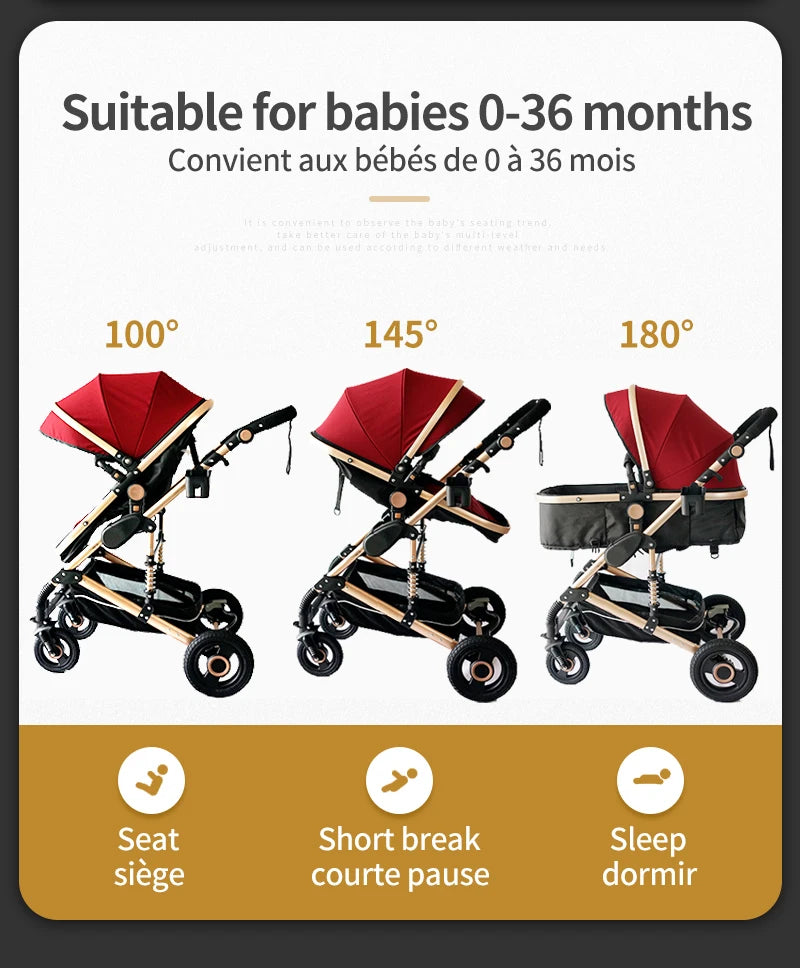 Luxurious Baby Stroller 3 in 1