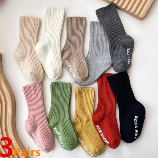 3Pairs/Lot Baby Non-Slip Rubber Grips socks